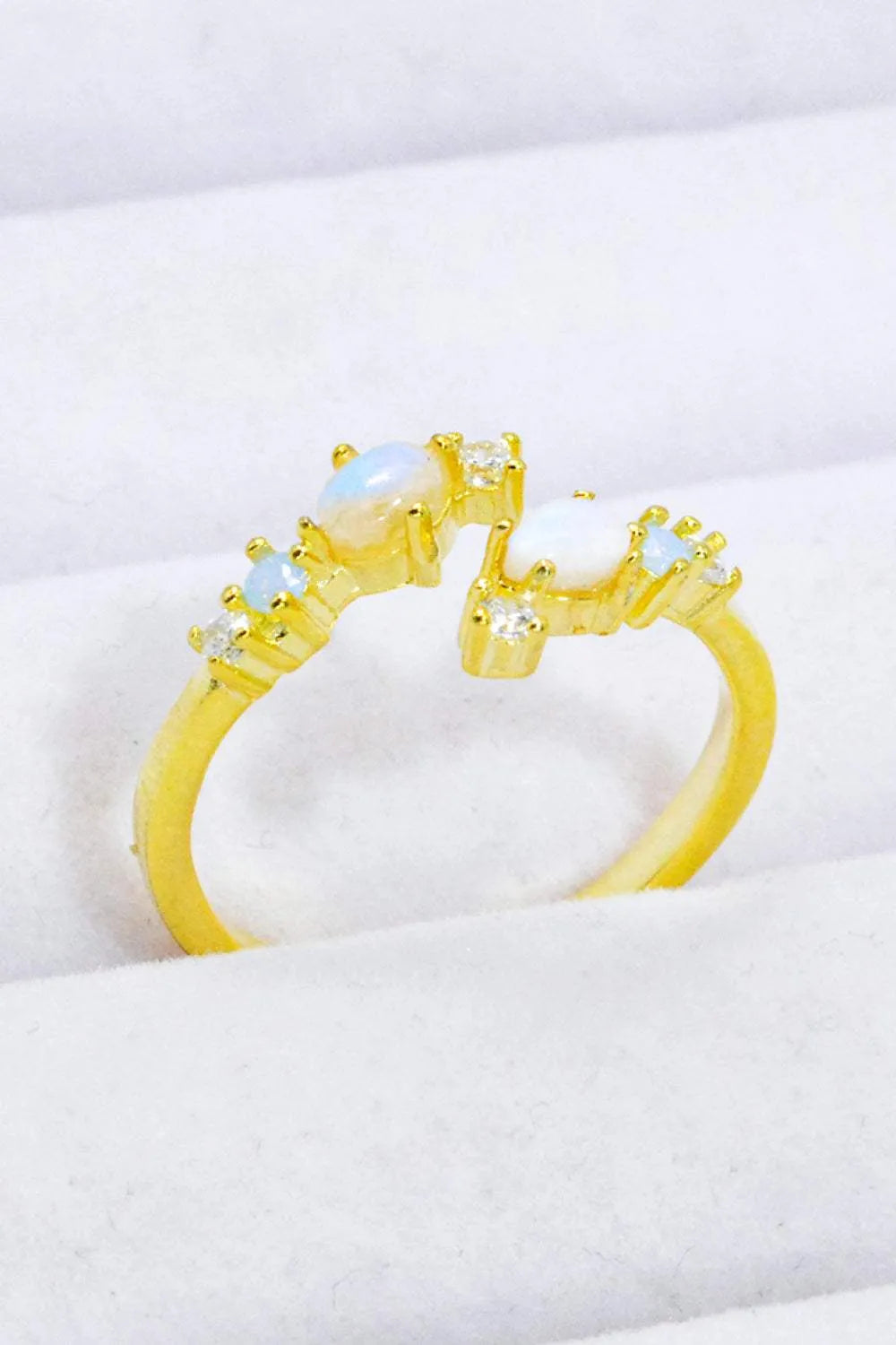 Natural Moonstone and Zircon Open Ring Moonstone - Tophatter Daily Deals